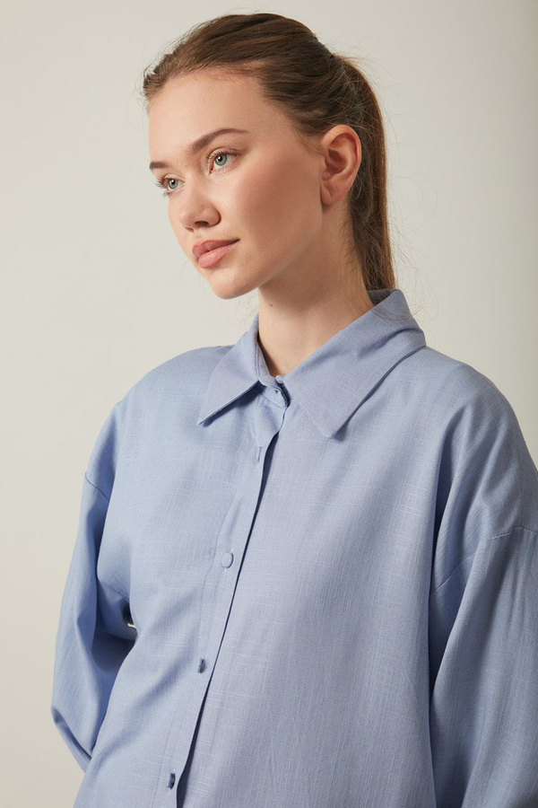 Viscose Linen Shirt Baby Blue - 10