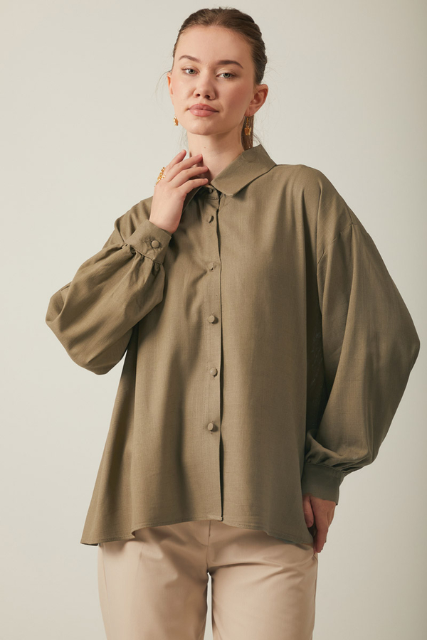Viscose Linen Shirt Brown 
