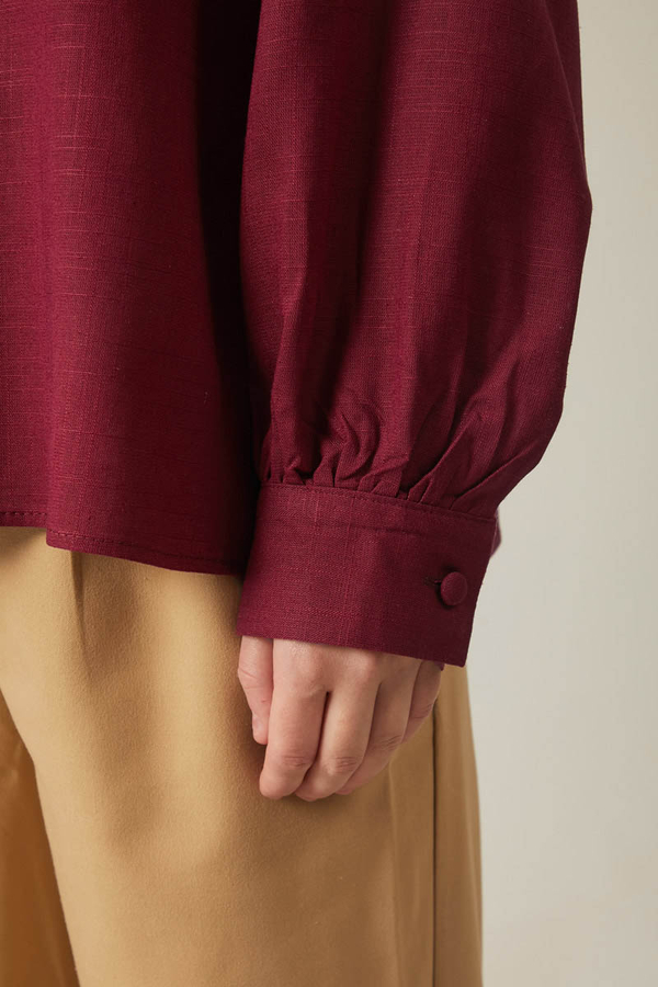 Viscose Linen Shirt Burgundy - 8