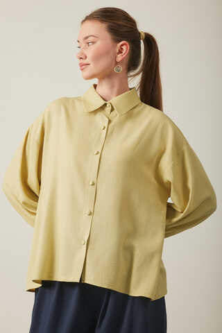 Viscose Linen Shirt Butter Yellow - 13