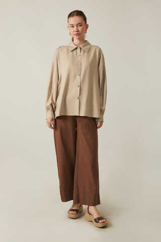 Viscose Linen Shirt Taupe - 1