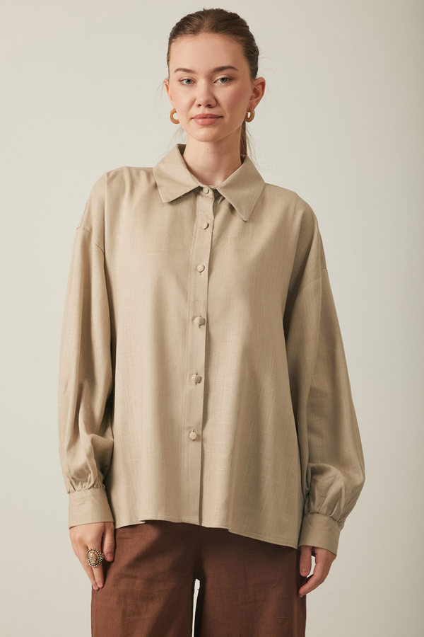 Viscose Linen Shirt Taupe - 2