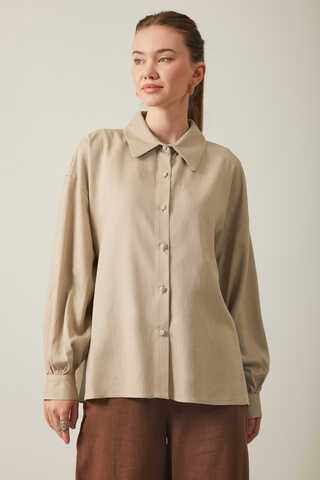 Viscose Linen Shirt Taupe - 3
