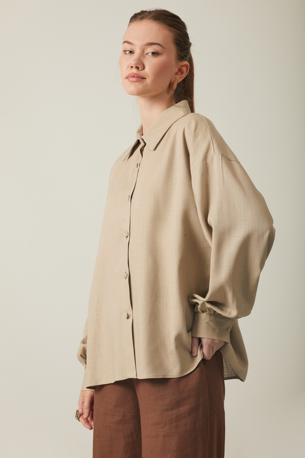 Viscose Linen Shirt Taupe - 7