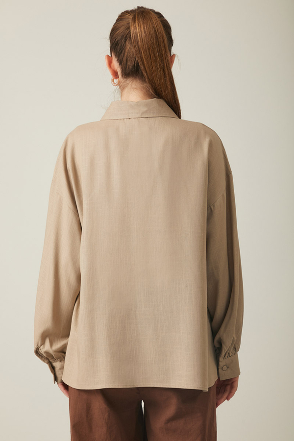 Viscose Linen Shirt Taupe - 8