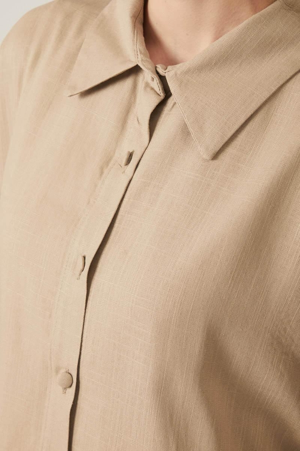 Viscose Linen Shirt Taupe - 10