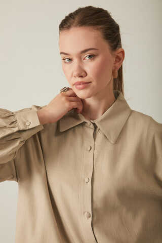 Viscose Linen Shirt Taupe - 11
