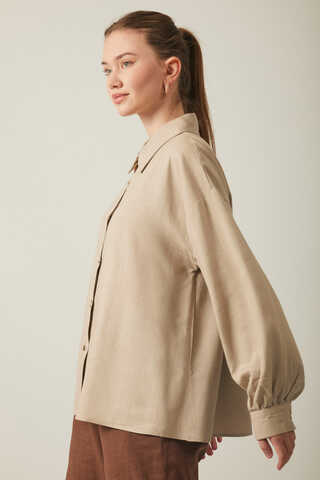 Viscose Linen Shirt Taupe - 4