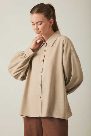 Viscose Linen Shirt Taupe - 6