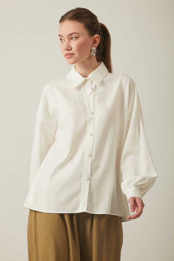 Viscose Linen Shirt White - 1