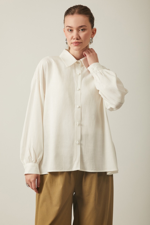Viscose Linen Shirt White - 8