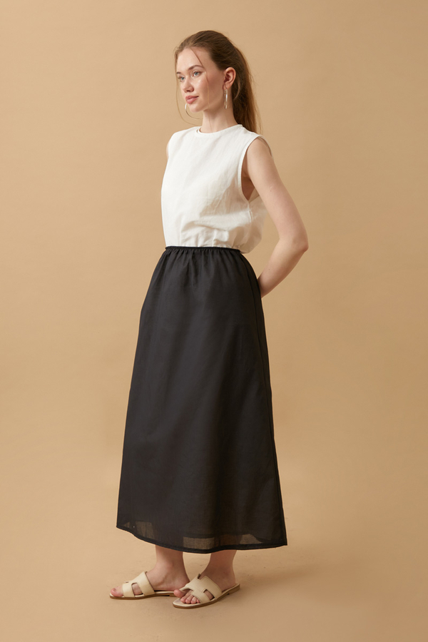 Voile Lined Skirt Black (1)