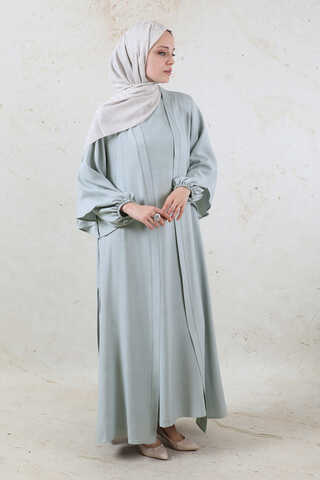 Volanlı Abaya Takım Açık Gri - 1