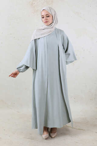 Volanlı Abaya Takım Açık Gri - 2