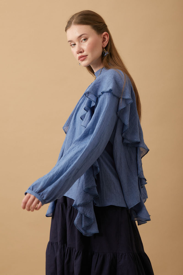 Volanlı Blouse Indigo - 7
