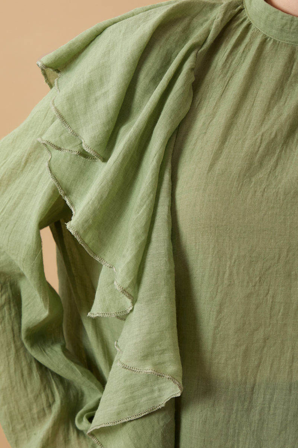 Volanlı Blouse Soft Green - 8