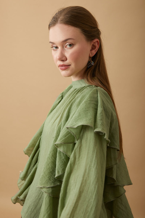 Volanlı Blouse Soft Green - 10