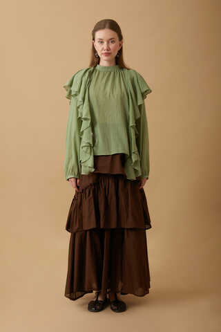 Volanlı Blouse Soft Green - 2