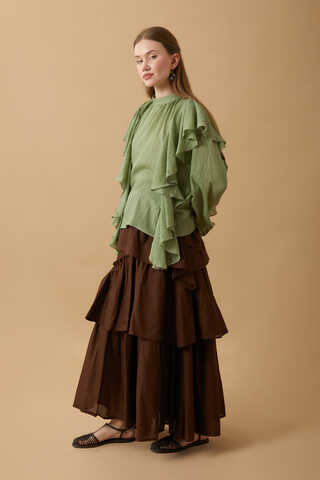 Volanlı Blouse Soft Green - 3