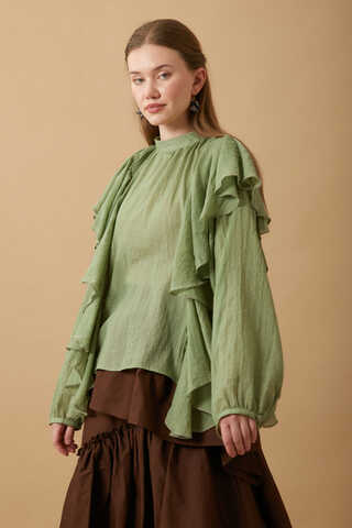 Volanlı Blouse Soft Green - 9