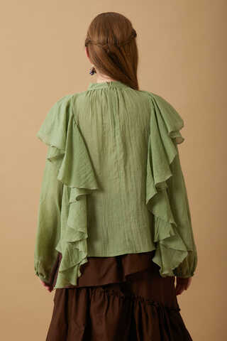 Volanlı Blouse Soft Green - 11