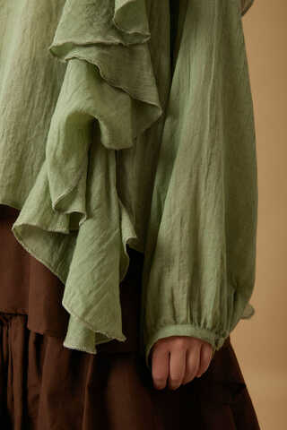 Volanlı Blouse Soft Green - 4