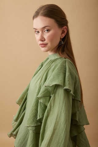 Volanlı Blouse Soft Green - 10