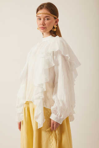 Volanlı Blouse White - 2