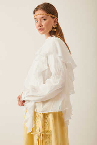 Volanlı Blouse White - 3