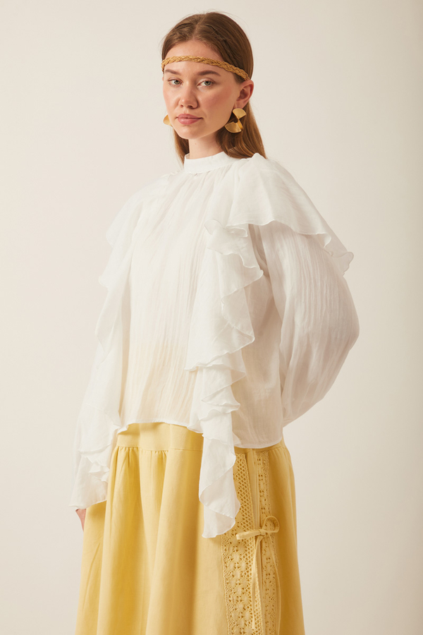 Volanlı Blouse White - 5