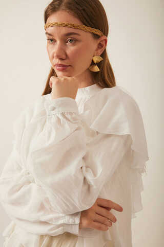 Volanlı Blouse White - 8