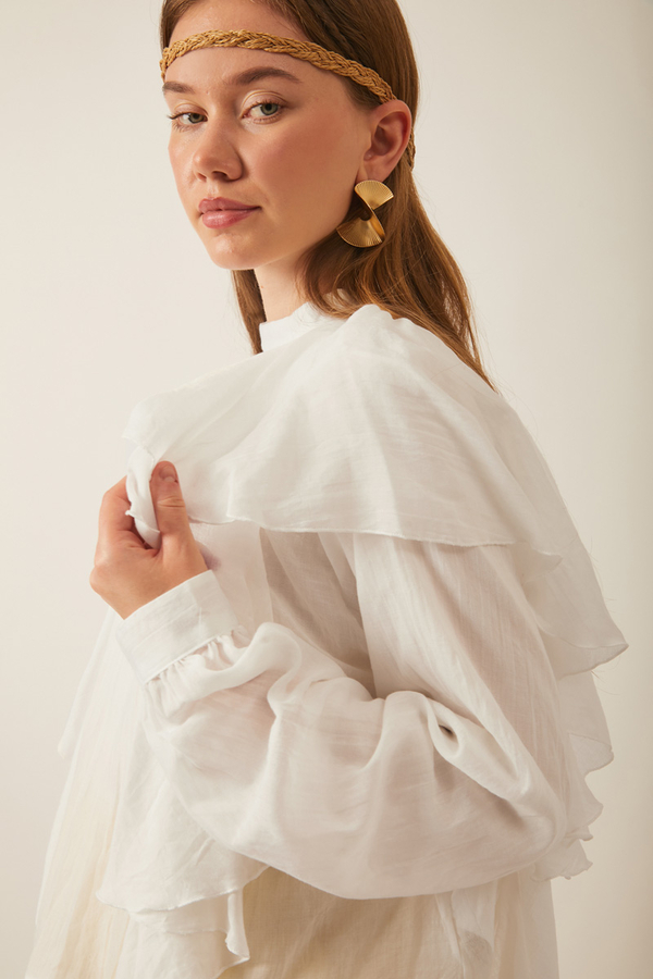 Volanlı Blouse White - 9