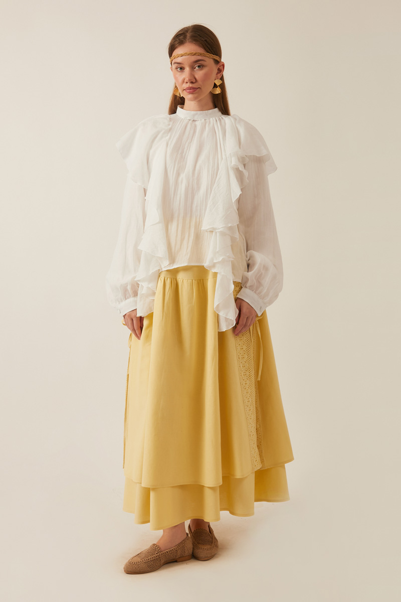 Volanlı Blouse White