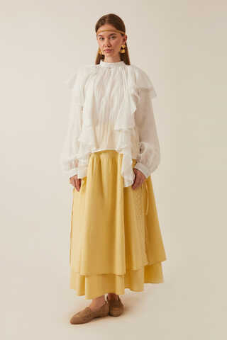 Volanlı Blouse White - 1