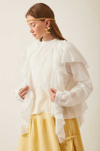 Volanlı Blouse White - 4
