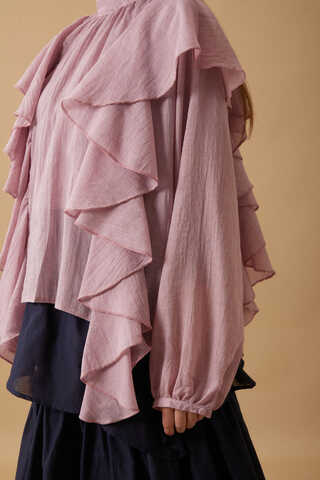 Volanlı Bluz Pudra - 3