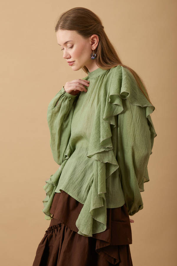 Volanlı Bluz Soft Yeşil - 5