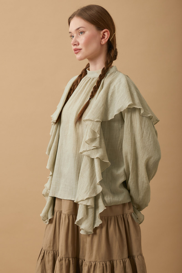 Volanlı Bluz Taş - 18