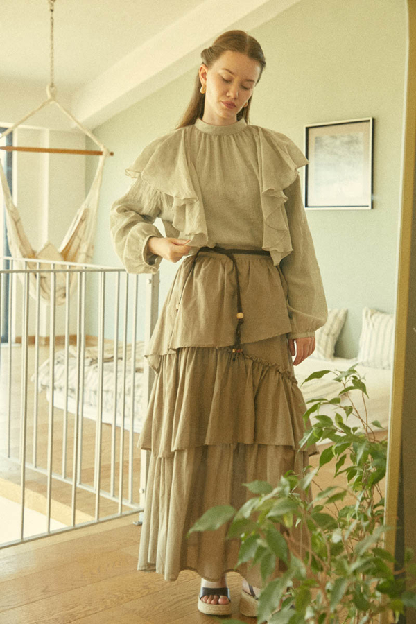 Volanlı Blouse Indigo 