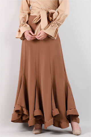 Volanlı Fırfırlı Etek Çikolata Kahve - 2