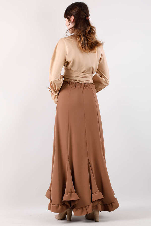 Volanlı Fırfırlı Etek Çikolata Kahve - 3