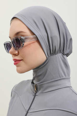 Volanlı Tesettür Mayo Takım Gri - 7