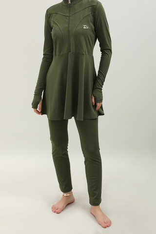 Volanlı Tesettür Mayo Takım Haki - 2