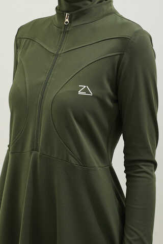 Volanlı Tesettür Mayo Takım Haki - 6