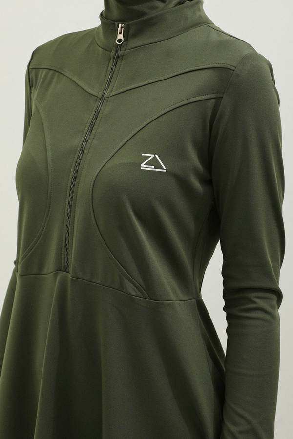 Volanlı Tesettür Mayo Takım Haki - 6