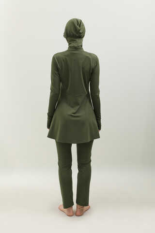 Volanlı Tesettür Mayo Takım Haki - 7