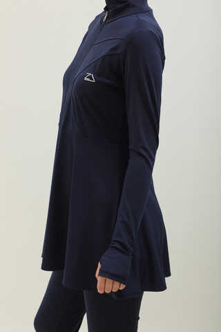 Volanlı Tesettür Mayo Takım Lacivert - 6