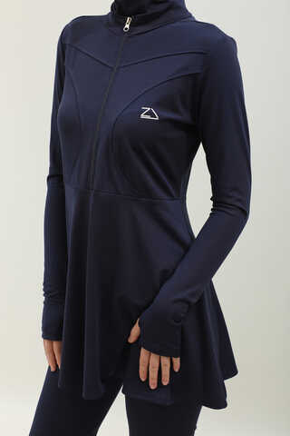 Volanlı Tesettür Mayo Takım Lacivert - 4