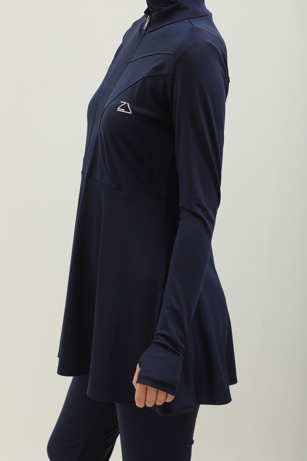 Volanlı Tesettür Mayo Takım Lacivert - 6