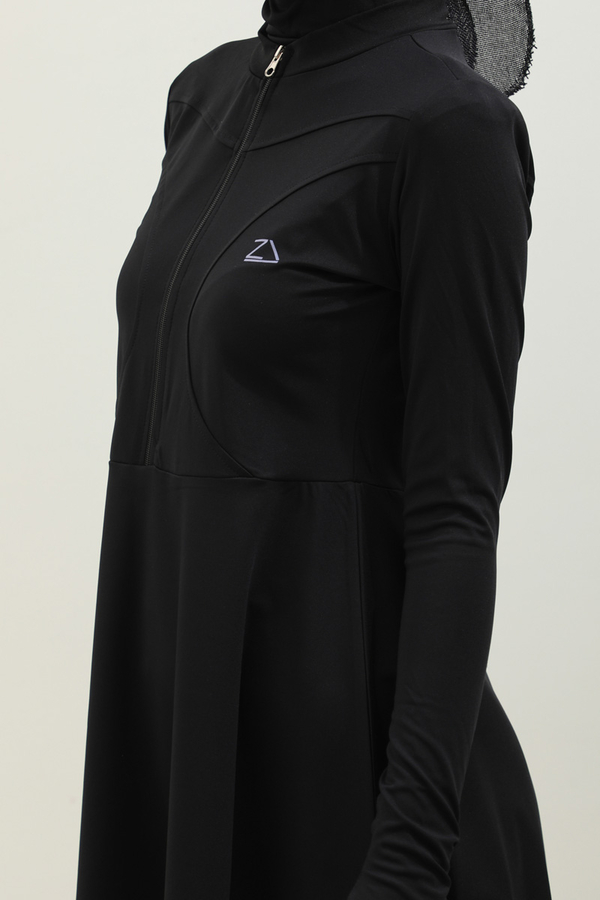 Volanlı Tesettür Mayo Takım Siyah - 5